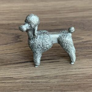 Rare Vintage Pewter Poodle Figurine